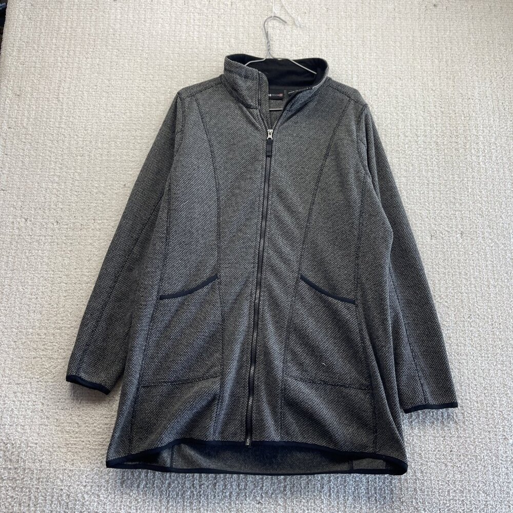 Swiss Tech Full Zip Fleece Jacket Lined Womens Sz L Dark Gray Outdoor Camp